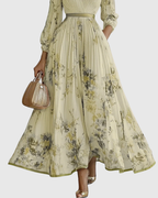 Women's Pleated Wedding Guest Midi Dress – Sleeveless Floral Occasion Dress