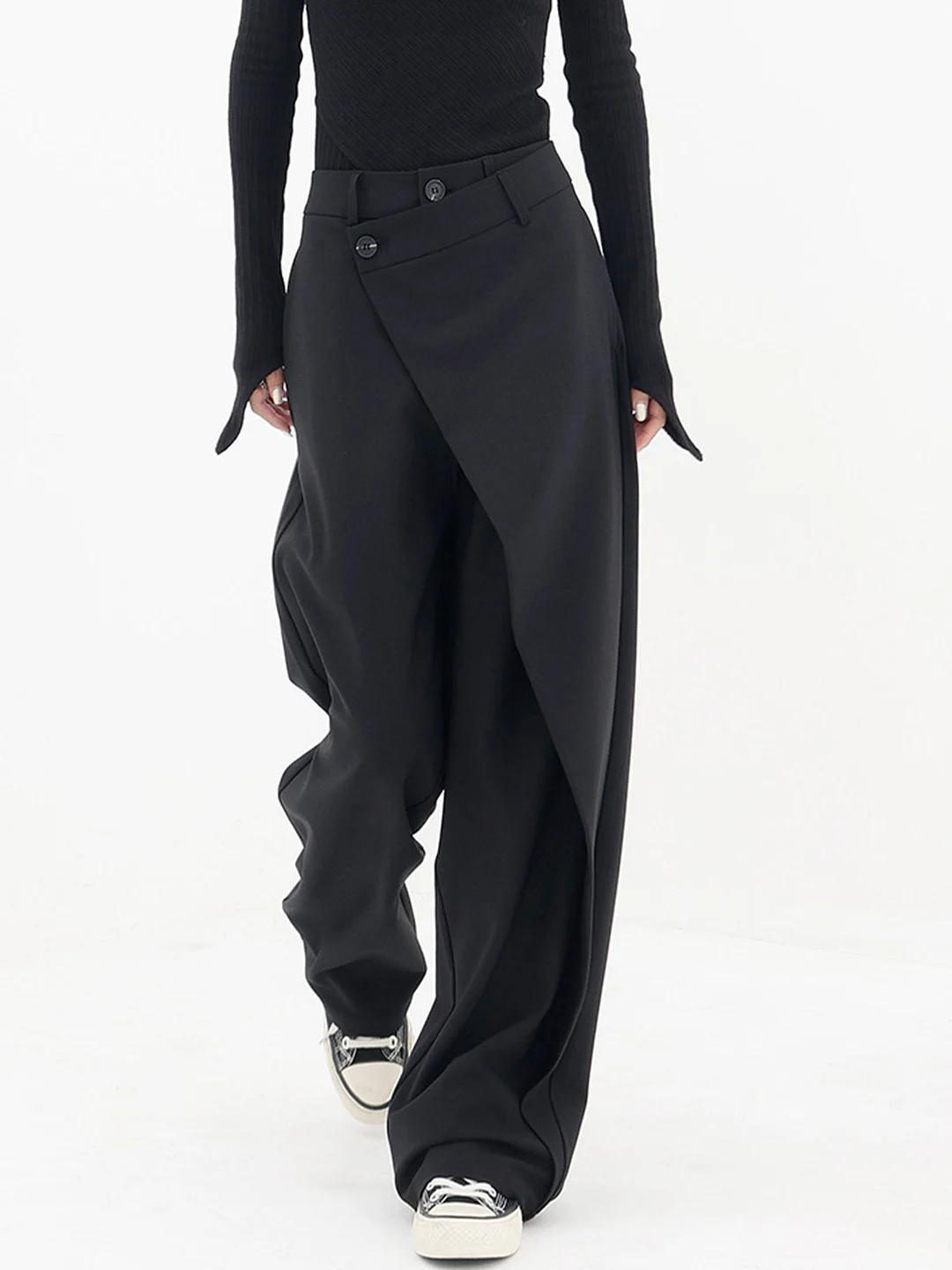 Women's Elastic Waist Crisscross Trousers – Relaxed Wide Leg Pants