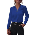 Women's Office Shirt Blouse – Collared Long Sleeve Button Blouse