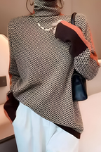 Women's Long Sleeve High Neck Sweater – Relaxed Knit Pullover