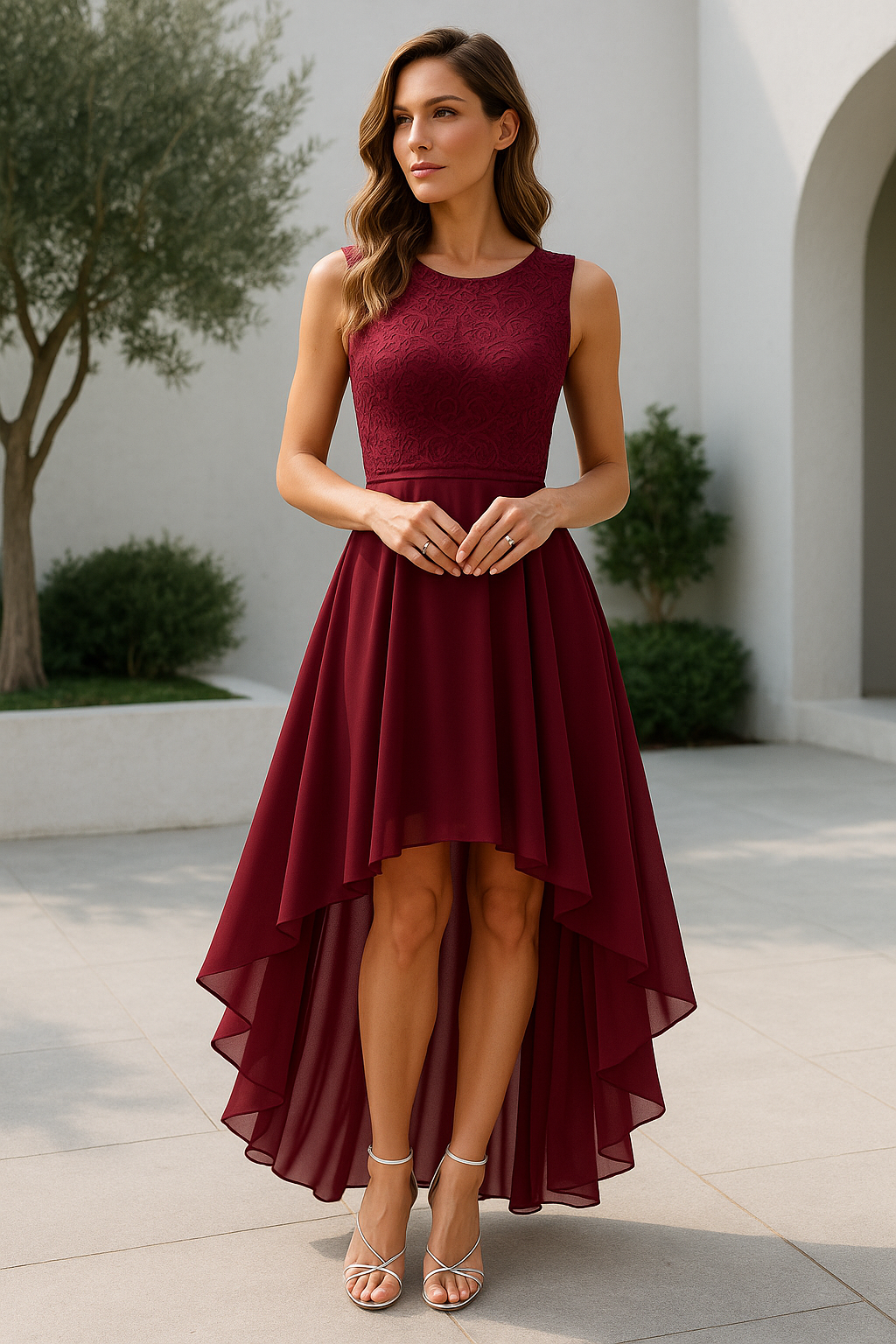 Women's High Low Wedding Guest Dress – Asymmetrical Formal Cocktail Dress