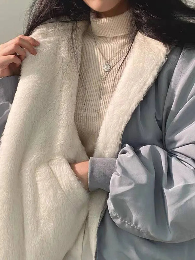 Women's Reversible Winter Jacket – Oversized Hooded Jacket