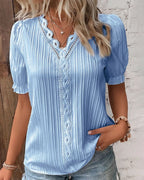 Women's V-Neck Lace Blouse – Feminine Occasion Detail Blouse