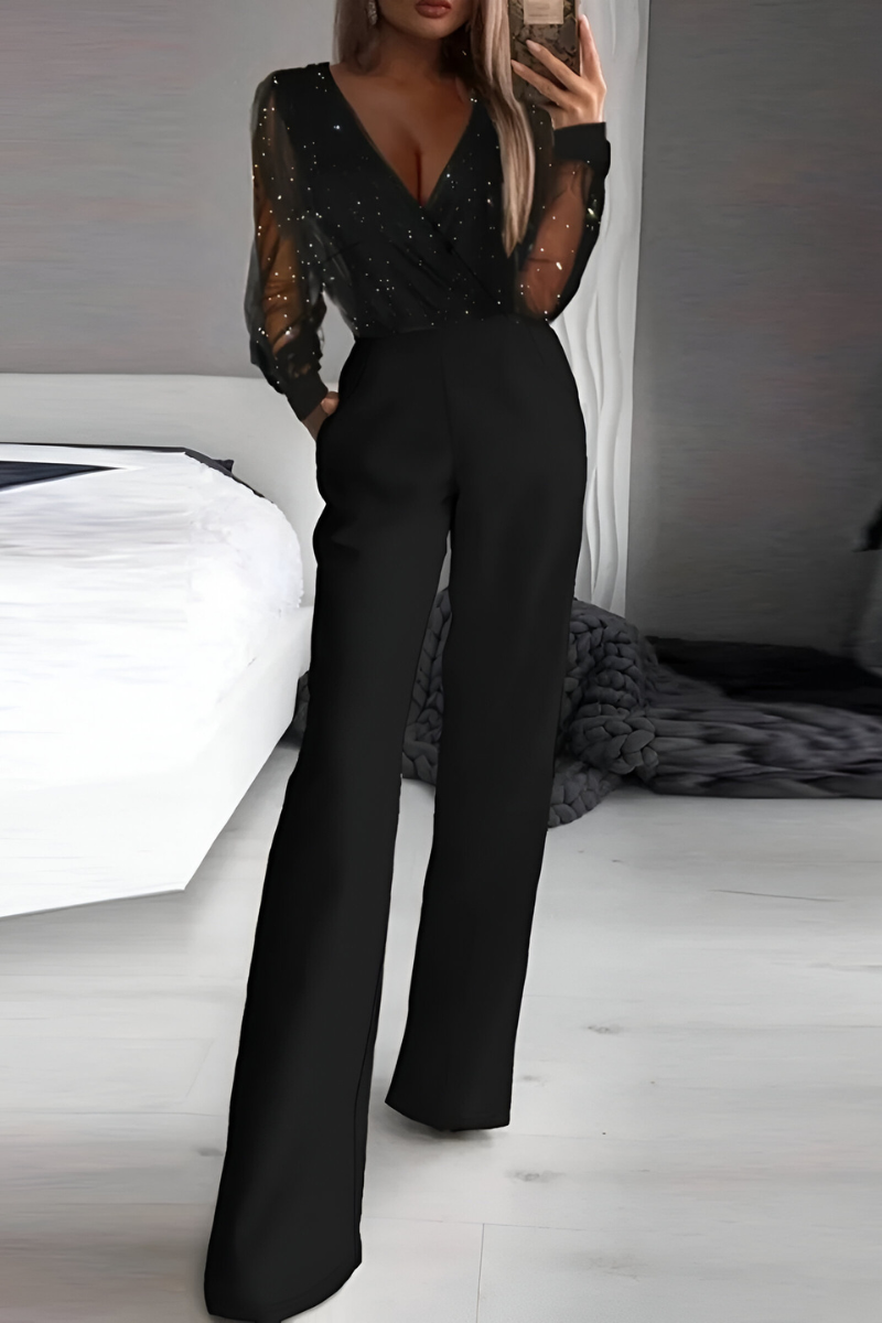 Women's Glitter Party Jumpsuit – Sparkly Evening Occasion Jumpsuit