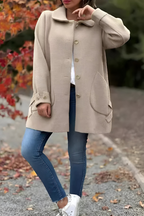Women's Classic Button Jacket – Structured Long Sleeve Casual Jacket