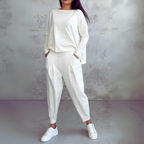 Women's Crew Neck Pants Set – Long Sleeve Relaxed Lounge Set