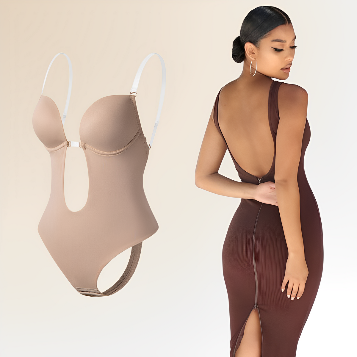 Women's Low Back Shapewear Bodysuit – Seamless Smoothing Support Bodysuit