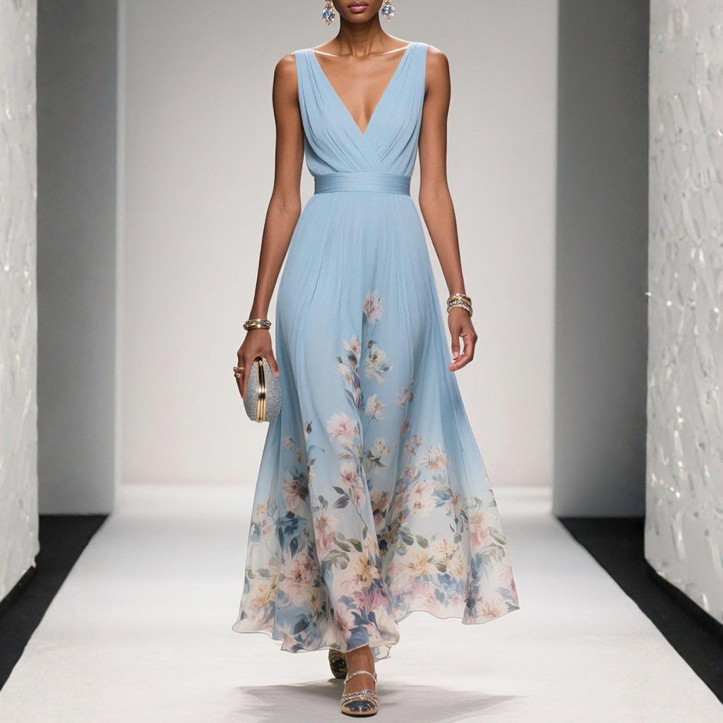 Women's Floral Wedding Guest Maxi Dress – Flowy Summer Occasion Dress