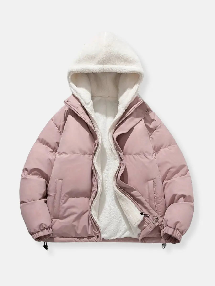 Women's Fleece Lined Winter Jacket – Hooded Zip Coat