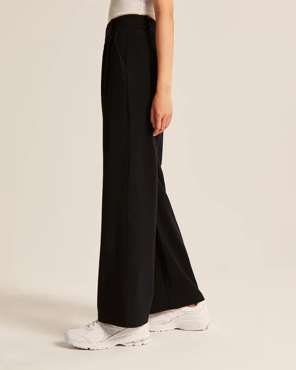 Women's Pleated Wide Leg Pants – High Waist Flowy Dress Trousers