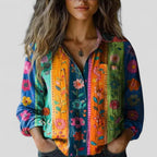 Women's Ombre Print Blouse – Long Sleeve Button Front Blouse