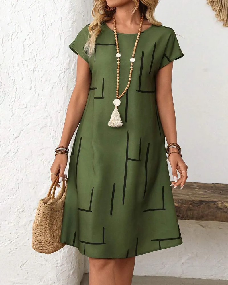 Women's Vacation Print Dress – Flowy Relaxed Summer Dress
