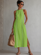 Women's Embroidered Shirt Dress – Relaxed Pocket Flowy Dress