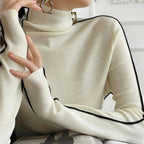Women's Long Sleeve Roll Neck Sweater – Fitted Winter Knit Sweater