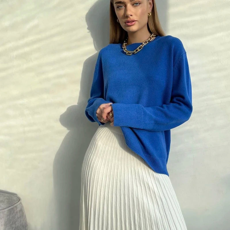 Women's Oversized Knit Sweater – Relaxed Long Sleeve Winter Sweater