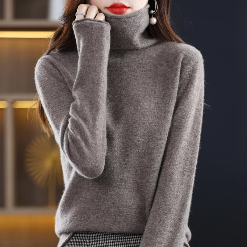 Women's Turtleneck Winter Sweater – Classic Roll Neck Knit Sweater