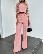 Women's Coordinated Wide Leg Set – Relaxed Top & Matching Trousers