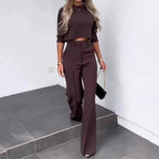 Women's Coordinated Wide Leg Set – Relaxed Top & Matching Trousers