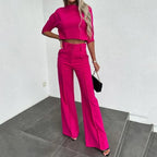 Women's Coordinated Wide Leg Set – Relaxed Top & Matching Trousers