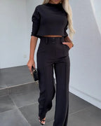 Women's Coordinated Wide Leg Set – Relaxed Top & Matching Trousers