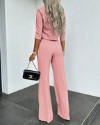 Women's Coordinated Wide Leg Set – Relaxed Top & Matching Trousers