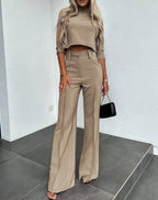 Women's Coordinated Wide Leg Set – Relaxed Top & Matching Trousers