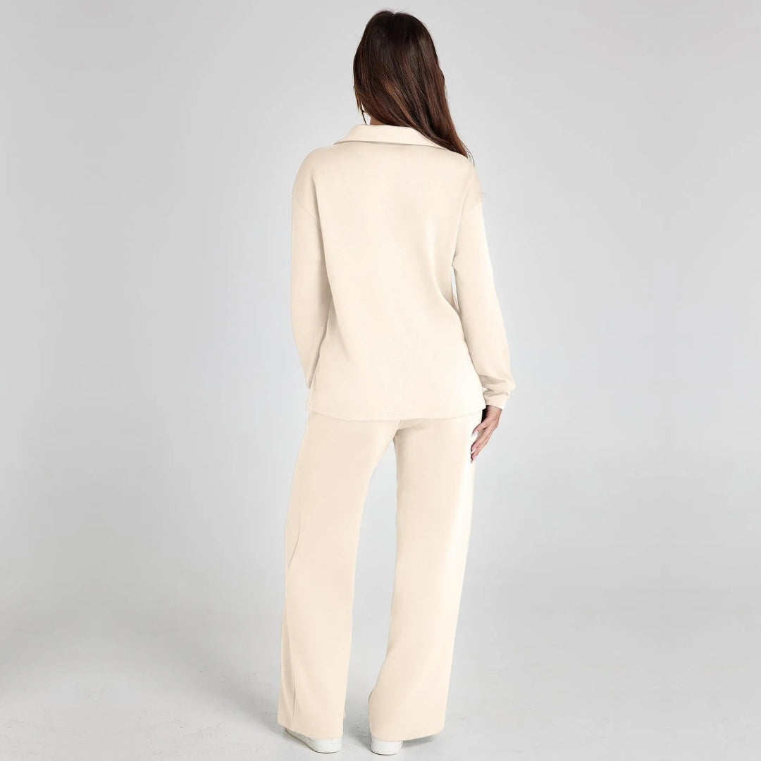 Women's Relaxed Lounge Set – Oversized Wide Leg Two-Piece Outfit