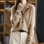 Women's Fluffy Button Front Cardigan – Plush Long Sleeve Knit Cardigan
