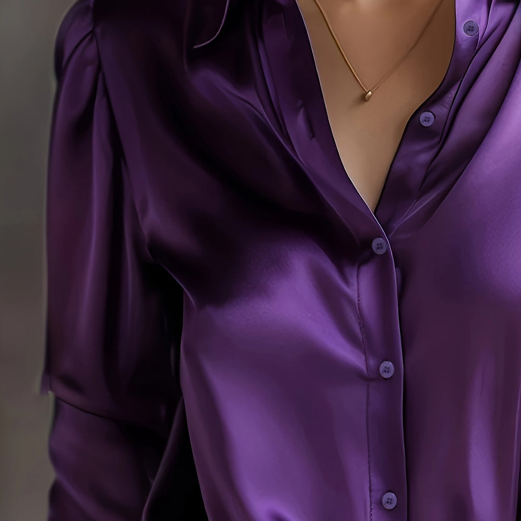 Women's Classic Collar Office Blouse – Tailored Long Sleeve Blouse