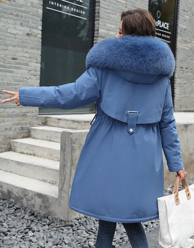 Women's Fur Lined Winter Parka – Hooded Longline Coat