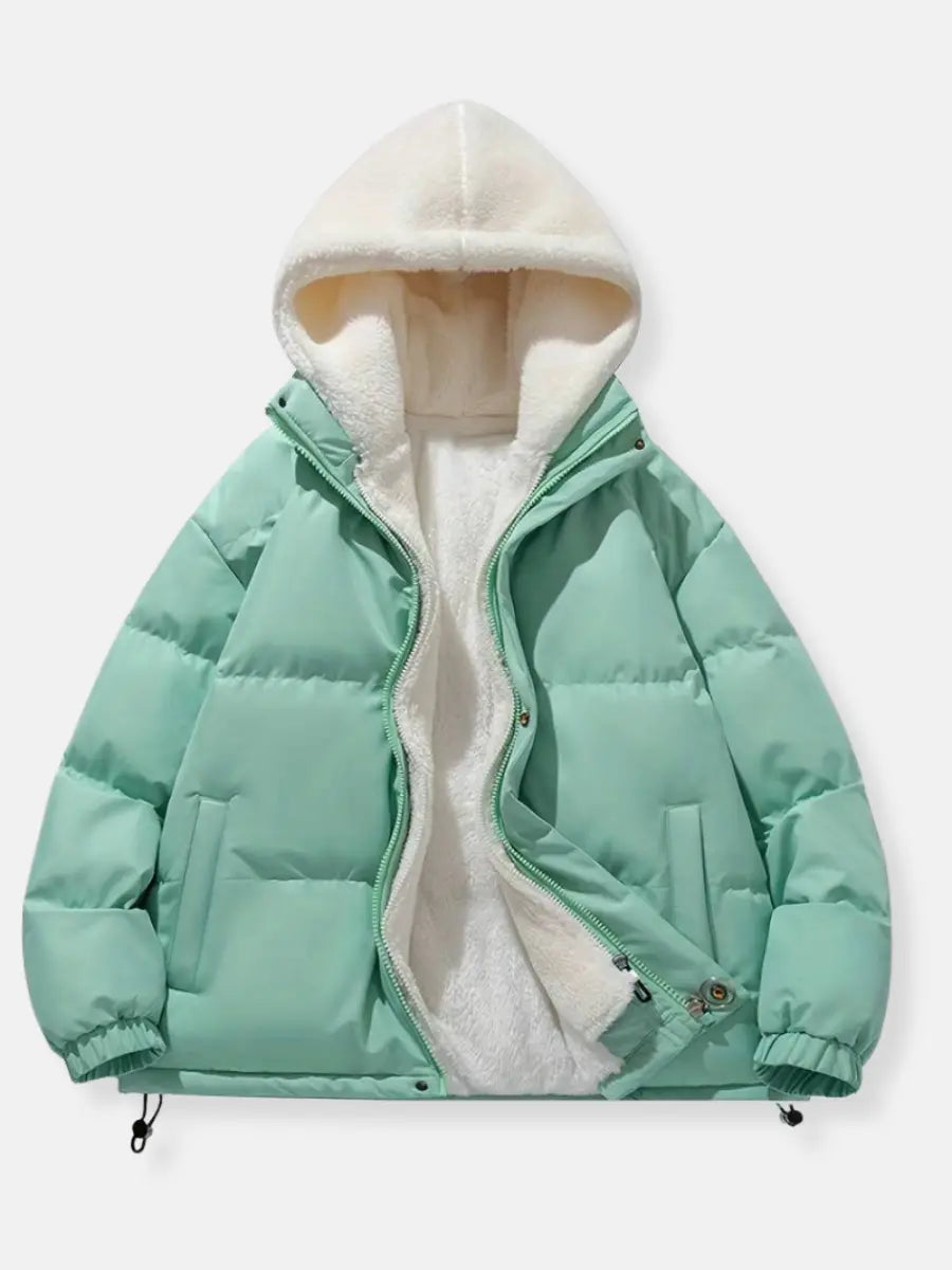 Women's Fleece Lined Winter Jacket – Hooded Zip Coat