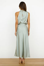 Women's Asymmetrical Neck Midi Dress – Fitted Statement Cocktail Dress