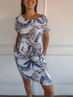 Women's Relaxed Crew Neck Dress – Flowy Everyday Midi Dress
