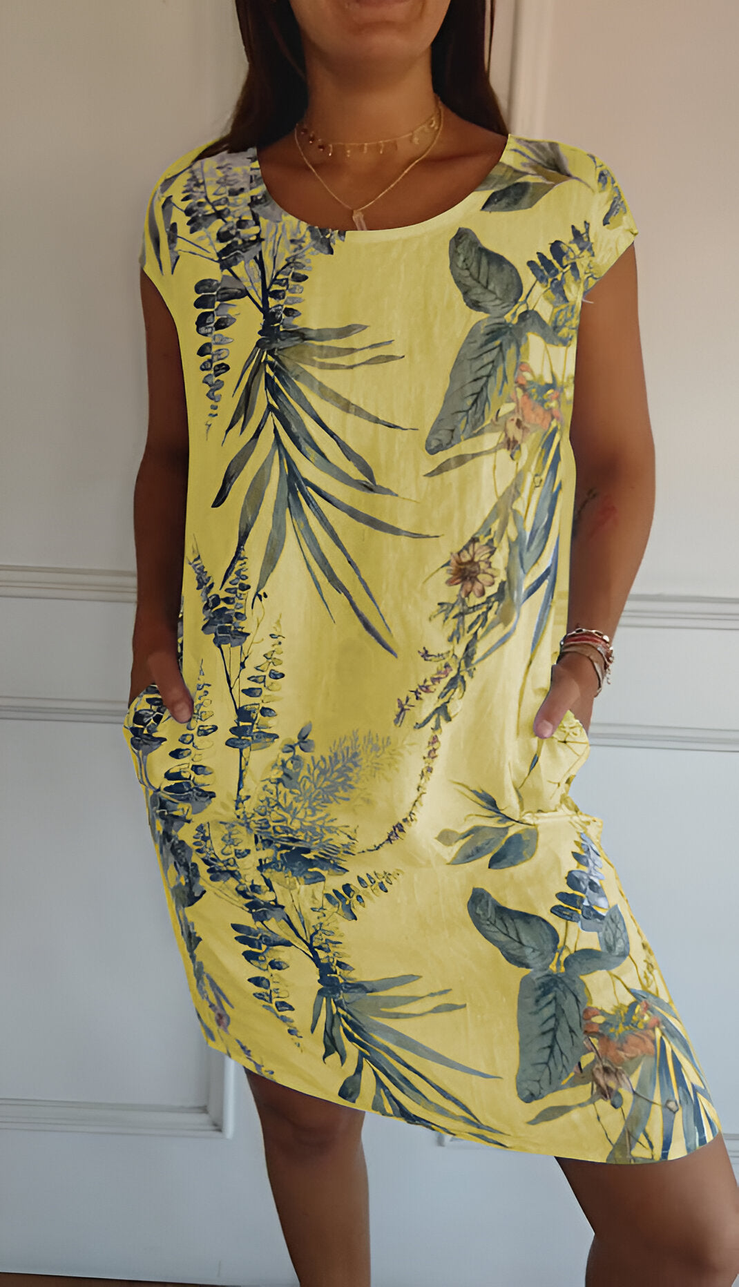 Women's Relaxed Crew Neck Dress – Flowy Everyday Midi Dress