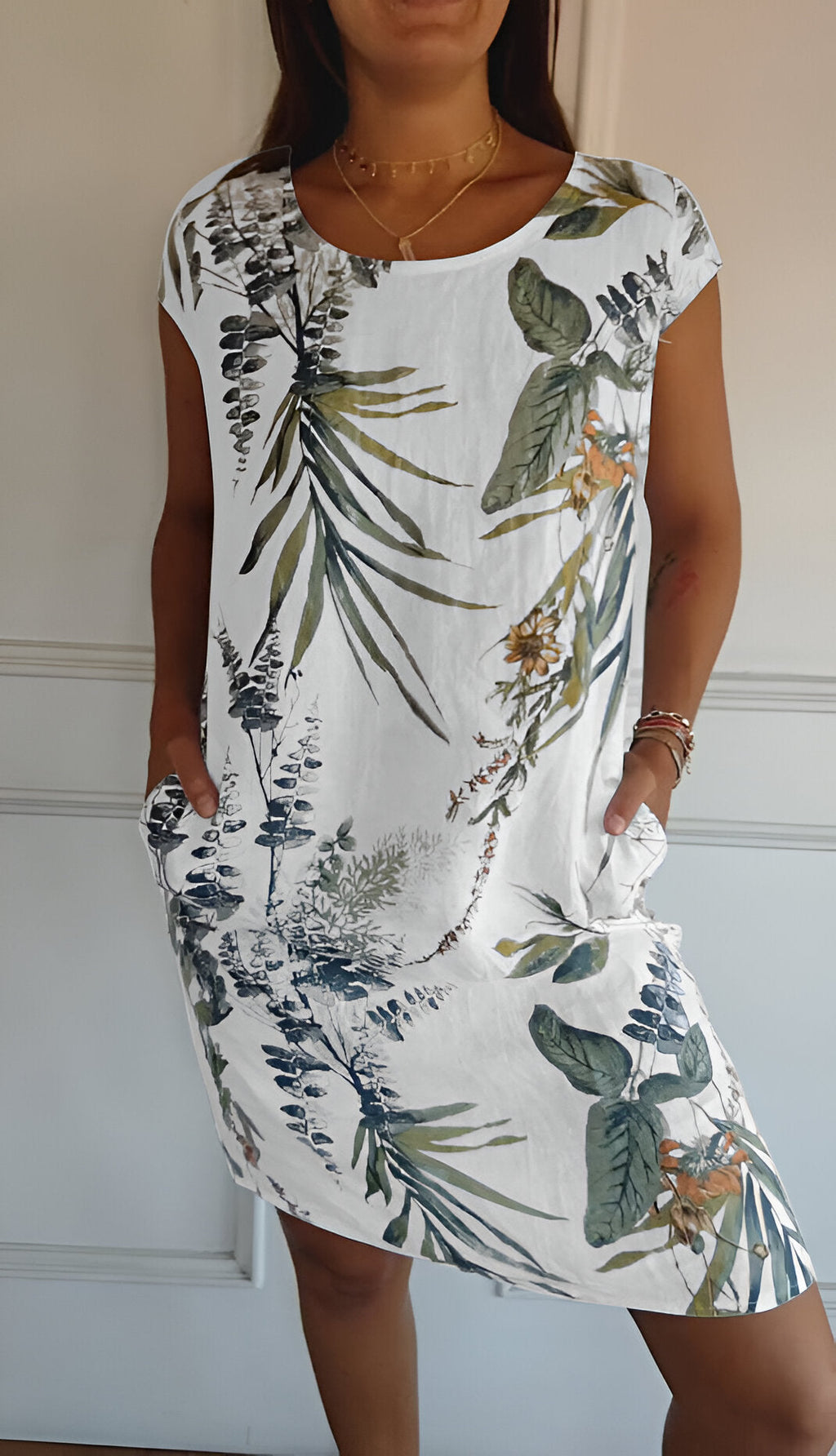 Women's Relaxed Crew Neck Dress – Flowy Everyday Midi Dress
