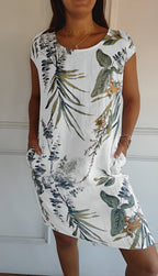 Women's Relaxed Crew Neck Dress – Flowy Everyday Midi Dress