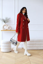 Women's Long Double-Breasted Overcoat – Classic Winter Coat