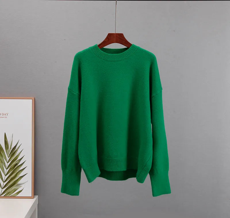 Women's Oversized Knit Sweater – Relaxed Long Sleeve Winter Sweater