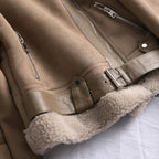 Women's Faux Shearling Aviator Jacket – Cropped Winter Jacket