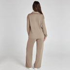 Women's Relaxed Lounge Set – Oversized Wide Leg Two-Piece Outfit