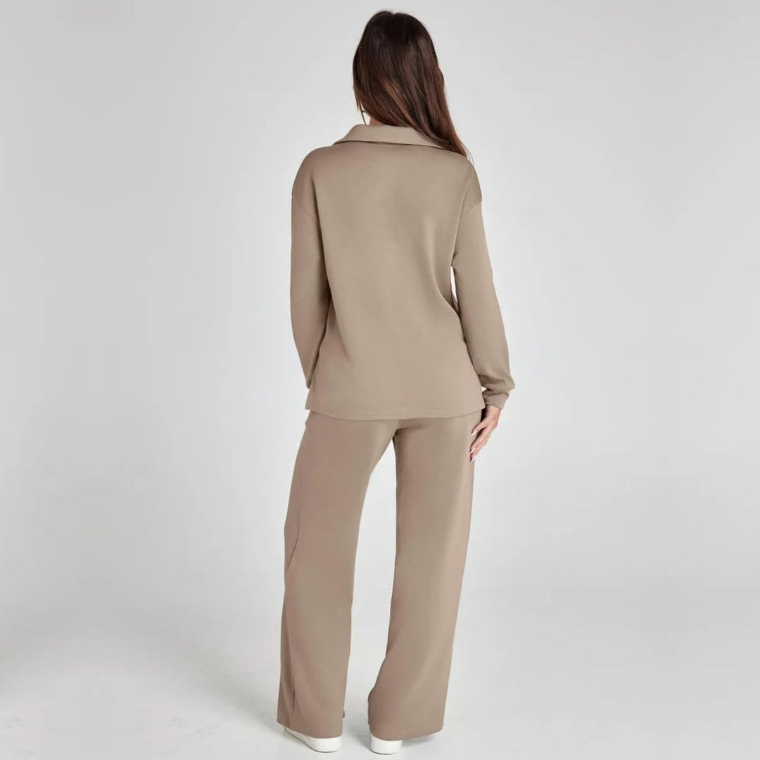 Women's Relaxed Lounge Set – Oversized Wide Leg Two-Piece Outfit