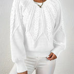 Women's Cable Knit Winter Sweater – Statement Lantern Sleeve Sweater