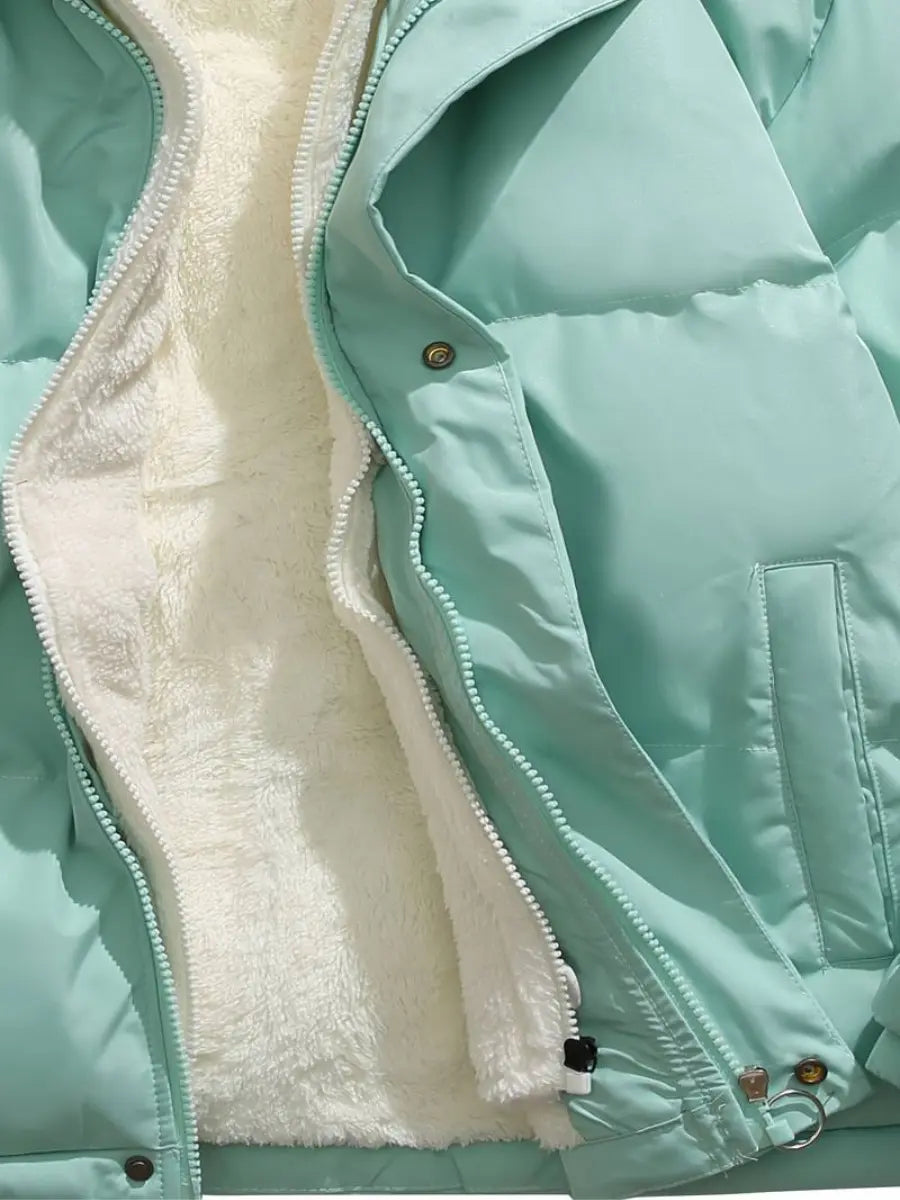 Women's Fleece Lined Winter Jacket – Hooded Zip Coat