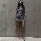 Women's Backless Mini Dress – Long Sleeve Fitted Cocktail Party Dress