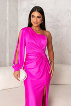 Women's Pleated Wedding Guest Dress – Flowy Formal Maxi Dress