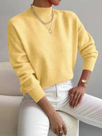 Women's High Collar Sweater – Relaxed Winter Knit Pullover