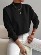 Women's High Collar Sweater – Relaxed Winter Knit Pullover