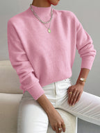 Women's High Collar Sweater – Relaxed Winter Knit Pullover