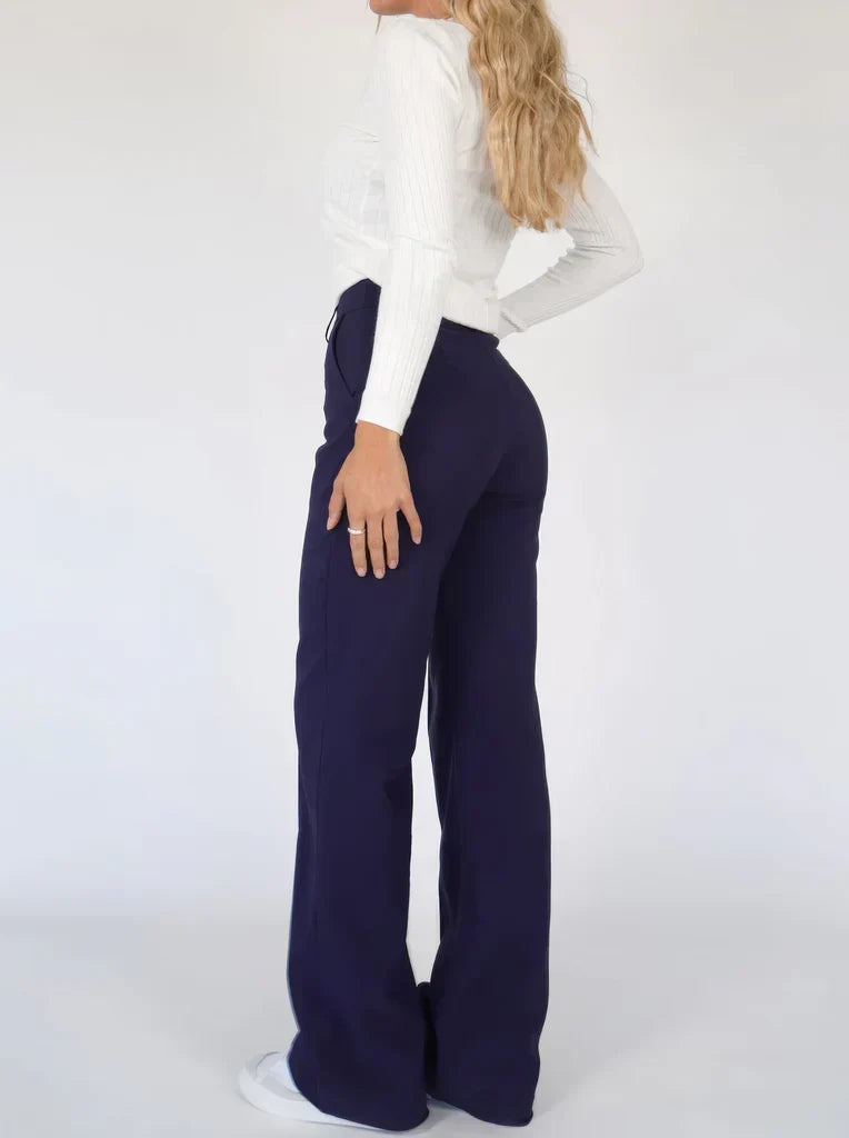 Women's Wide Leg Dress Pants – High Waist Tailored Fitted Waist Trousers