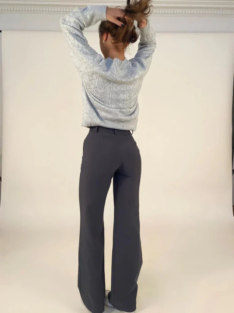 Women's Wide Leg Dress Pants – High Waist Tailored Fitted Waist Trousers